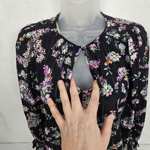 Rebecca Taylor Jewel Paisley 100% Silk Long Sleeve Blouse Size 4 - Picture 10 of 16